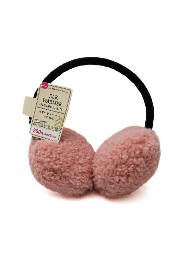Daiso Ear Warmers - Fluffy Plain in Pink - Image 1